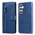 Samsung Galaxy S24+ Fashion Calf Texture Zipper Leather Phone Case - Blue