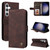 Samsung Galaxy S24+ Skin Feel Life Tree Metal Button Leather Phone Case - Brown