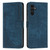Samsung Galaxy S24+ Skin Feel Stripe Pattern Leather Phone Case with Long Lanyard - Blue