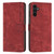 Samsung Galaxy S24+ Skin Feel Stripe Pattern Leather Phone Case with Long Lanyard - Red