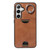 Samsung Galaxy S24 5G Calf Texture Card Slot Ring Holder Phone Case - Brown