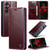 Samsung Galaxy S24 5G CaseMe 003 Crazy Horse Texture Flip Leather Phone Case - Mulberry Red