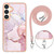 Samsung Galaxy S24 5G Electroplating Marble Dual-side IMD Phone Case with Lanyard - Rose Gold 005 Samsung Galaxy S24 5G Electroplating Marble Dual-side IMD Phone Case with Lanyard - Rose Gold 005