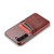 Samsung Galaxy S24 5G Fierre Shann Oil Wax Texture Leather Phone Case with Card Slots - Brown