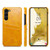 Samsung Galaxy S24 5G Fierre Shann Oil Wax Texture Leather Phone Case with Card Slots - Yellow
