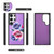 Samsung Galaxy S24 5G Flower Multi-functional Crossbody Zipper Wallet Leather Phone Case - Purple