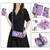 Samsung Galaxy S24 5G Flower Multi-functional Crossbody Zipper Wallet Leather Phone Case - Purple