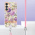 Samsung Galaxy S24 5G Flowers and Plants Series IMD TPU Phone Case with Lanyard - Purple Peony