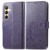 Samsung Galaxy S24 5G Four-leaf Clasp Embossed Buckle Leather Phone Case - Purple