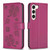Samsung Galaxy S24 5G Four-leaf Embossed Leather Phone Case - Rose Red