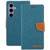 Samsung Galaxy S24 5G GOOSPERY CANVAS DIARY Fabric Texture Flip Leather Phone Case - Green