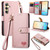 Samsung Galaxy S24 5G Love Zipper Lanyard Leather Phone Case - Pink
