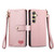 Samsung Galaxy S24 5G Love Zipper Lanyard Leather Phone Case - Pink