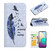 Samsung Galaxy S24 5G Oil Embossed 3D Drawing Leather Phone Case - Blue Feather