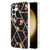 Samsung Galaxy S24 5G Splicing Marble Flower IMD TPU Phone Case - Black Flower