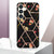 Samsung Galaxy S24 5G Splicing Marble Flower IMD TPU Phone Case - Black Flower