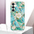 Samsung Galaxy S24 5G Splicing Marble Flower IMD TPU Phone Case - Blue Flower
