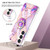 Samsung Galaxy S24 5G Splicing Marble Flower IMD TPU Phone Case Ring Holder - Light Purple