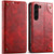 Samsung Galaxy S24 5G Suteni Baroque Calf Texture Buckle Wallet Leather Phone Case - Red