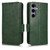 Samsung Galaxy S24 5G Symmetrical Triangle Leather Phone Case - Green