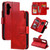 Samsung Galaxy S24 5G Tri-Fold 9-Card Wallets Leather Phone Case - Red