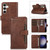 Samsung Galaxy S24 5G Wristband Card Slot Leather Phone Case - Coffee