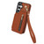 Samsung Galaxy S24 5G YM006 Skin Feel Zipper Card Bag Phone Case with Dual Lanyard - Brown