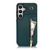 Samsung Galaxy S24 5G YM006 Skin Feel Zipper Card Bag Phone Case with Dual Lanyard - Green