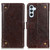 Samsung Galaxy S24 Copper Buckle Nappa Texture Leather Phone Case - Coffee