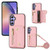Samsung Galaxy S24 DF-09 Crossbody Litchi texture Card Bag Design PU Phone Case - Pink