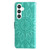 Samsung Galaxy S24 Embossed Sunflower Leather Phone Case - Green