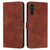 Samsung Galaxy S24 Skin Feel Heart Embossed Leather Phone Case with Long Lanyard - Brown