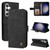Samsung Galaxy S24 Skin Feel Life Tree Metal Button Leather Phone Case - Black