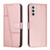 Samsung Galaxy S24 Stitching Calf Texture Buckle Leather Phone Case - Pink