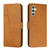 Samsung Galaxy S24 Stitching Calf Texture Buckle Leather Phone Case - Yellow