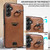 Samsung Galaxy A14 4G / 5G Calf Texture Card Slot Ring Holder Phone Case - Brown