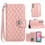 Samsung Galaxy A14 4G / 5G Rhombic Texture Flip Leather Phone Case with Lanyard - Coral Pink