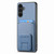 Samsung Galaxy A14 4G/5G Carbon Fiber Card Bag Fold Stand Phone Case - Blue