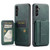 Samsung Galaxy A14 5G Fierre Shann Oil Wax Cow Leather Card Holder Back Phone Case - Green