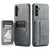 Samsung Galaxy A14 5G Fierre Shann Oil Wax Cow Leather Card Holder Back Phone Case - Grey
