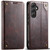 Samsung Galaxy A14 5G Suteni Baroque Calf Texture Buckle Wallet Leather Phone Case - Brown