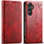 Samsung Galaxy A14 5G Suteni Baroque Calf Texture Buckle Wallet Leather Phone Case - Red