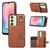 Samsung Galaxy A25 5G Brushed Texture Wallet Ring Holder Phone Case - Brown