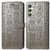 Samsung Galaxy A25 5G Cat and Dog Embossed Leather Phone Case - Gray