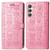 Samsung Galaxy A25 5G Cat and Dog Embossed Leather Phone Case - Pink