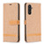 Samsung Galaxy A25 5G Color Block Denim Texture Leather Phone Case - Brown