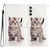 Samsung Galaxy A25 5G Colored Drawing Leather Phone Case - Little Tabby Cat