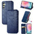 Samsung Galaxy A25 5G Cubic Grid Pressed Magnetic Leather Phone Case - Blue