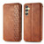 Samsung Galaxy A25 5G Cubic Grid Pressed Magnetic Leather Phone Case - Brown