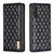 Samsung Galaxy A25 5G Diamond Lattice Magnetic Leather Flip Phone Case - Black